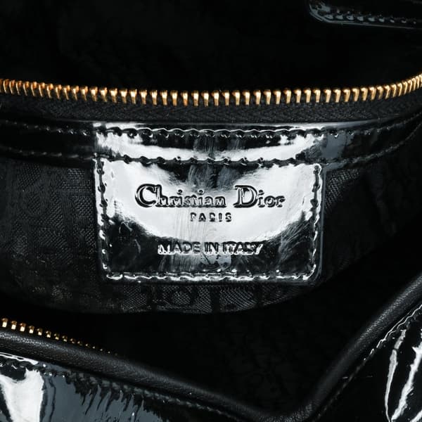 Pre-owned Dior Large Patent Cannage Lady Dior Black