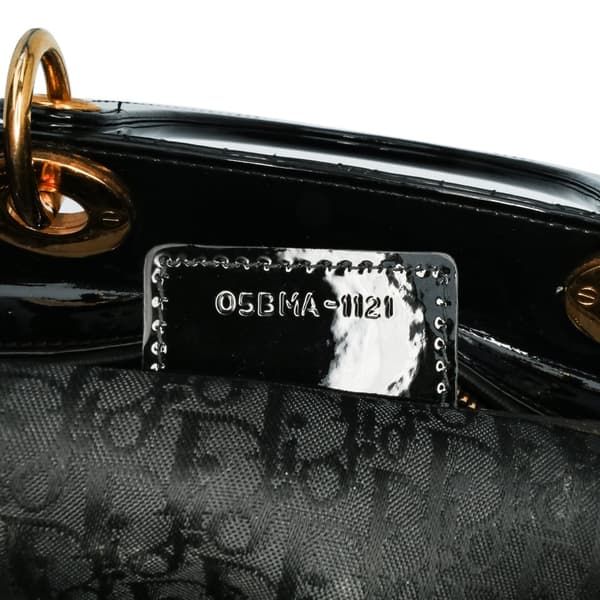 Pre-owned Dior Large Patent Cannage Lady Dior Black