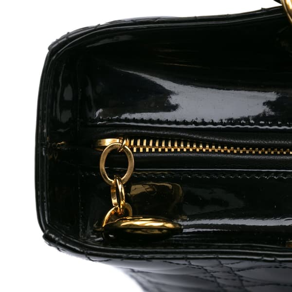 Pre-owned Dior Large Patent Cannage Lady Dior Black