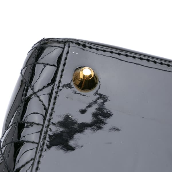 Pre-owned Dior Large Patent Cannage Lady Dior Black