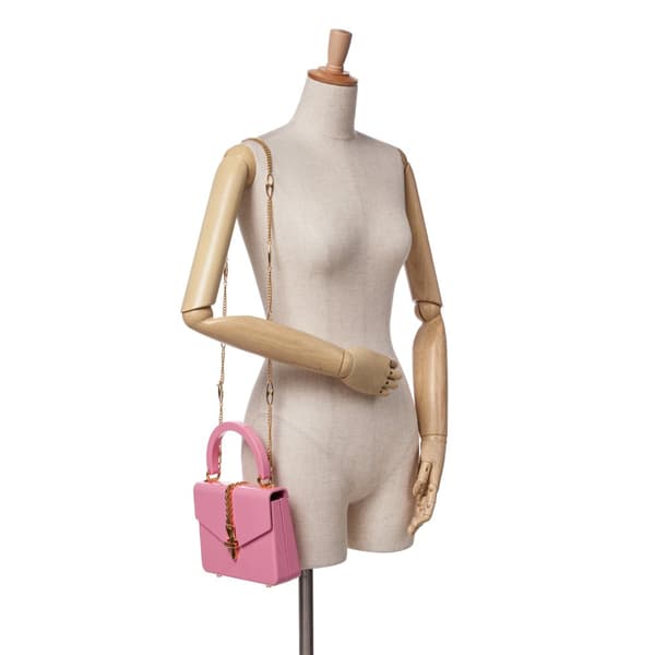 Pre-owned Gucci Mini Acrylic Sylvie 1969 Top Handle Bag Pink