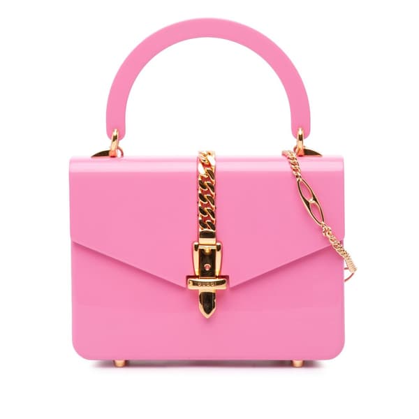 Pre-owned Gucci Mini Acrylic Sylvie 1969 Top Handle Bag Pink