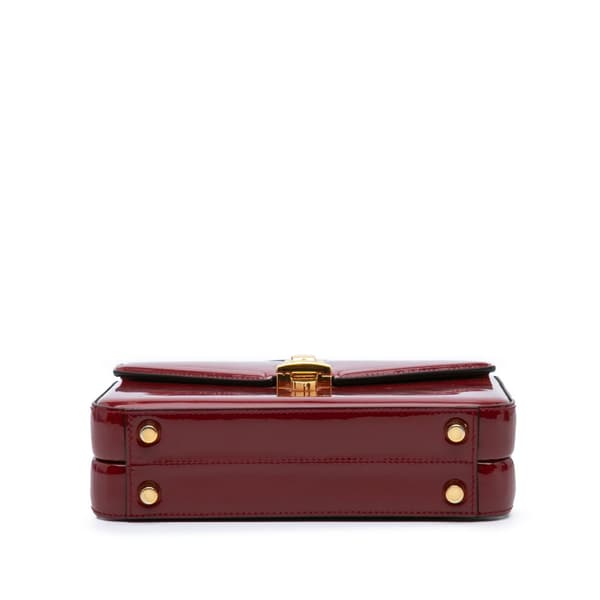 Pre-owned Gucci Mini Patent Sylvie 1969 Top Handle Bag Red
