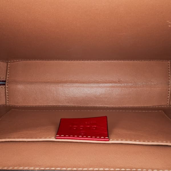 Pre-owned Gucci Mini Patent Sylvie 1969 Top Handle Bag Red