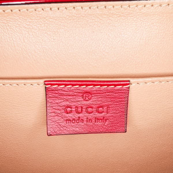 Pre-owned Gucci Mini Patent Sylvie 1969 Top Handle Bag Red