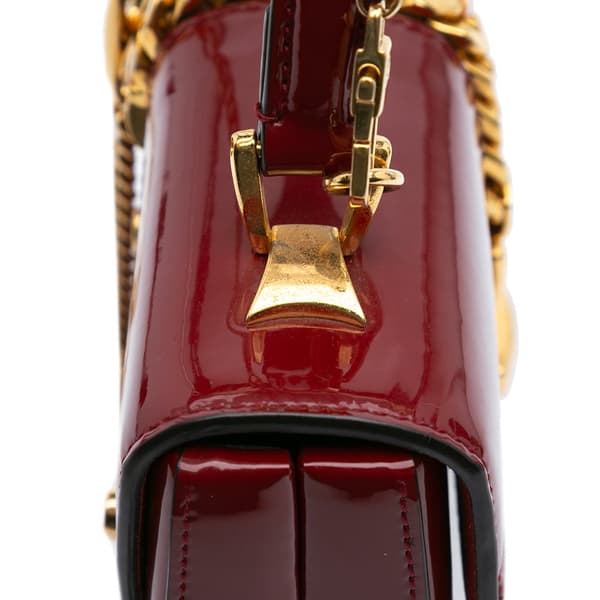 Pre-owned Gucci Mini Patent Sylvie 1969 Top Handle Bag Red