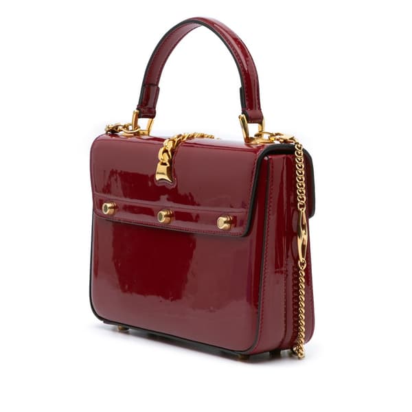 Pre-owned Gucci Mini Patent Sylvie 1969 Top Handle Bag Red