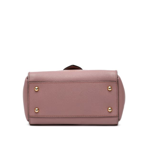Pre-owned Burberry Small Grained Leather Buckle Tote Pink