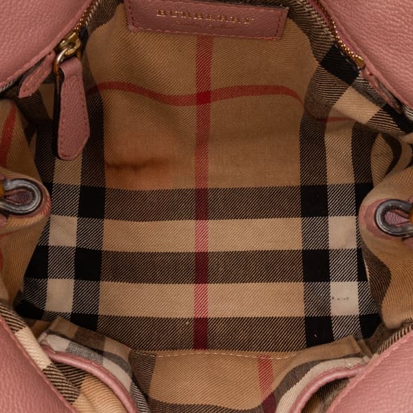 Pre-owned Burberry Small Grained Leather Buckle Tote Pink