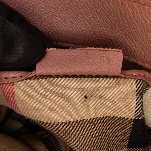 Pre-owned Burberry Small Grained Leather Buckle Tote Pink
