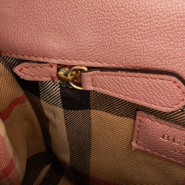 Pre-owned Burberry Small Grained Leather Buckle Tote Pink