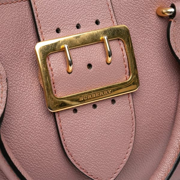 Pre-owned Burberry Small Grained Leather Buckle Tote Pink