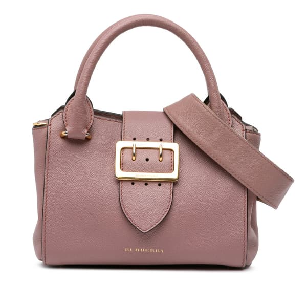 Pre-owned Burberry Small Grained Leather Buckle Tote Pink