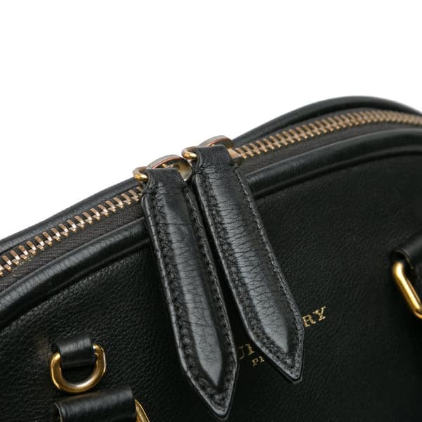 Pre-owned Burberry Small Grained Calfskin Bloomsbury Top Handle Black