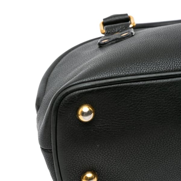 Pre-owned Burberry Small Grained Calfskin Bloomsbury Top Handle Black