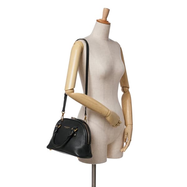Pre-owned Burberry Small Grained Calfskin Bloomsbury Top Handle Black