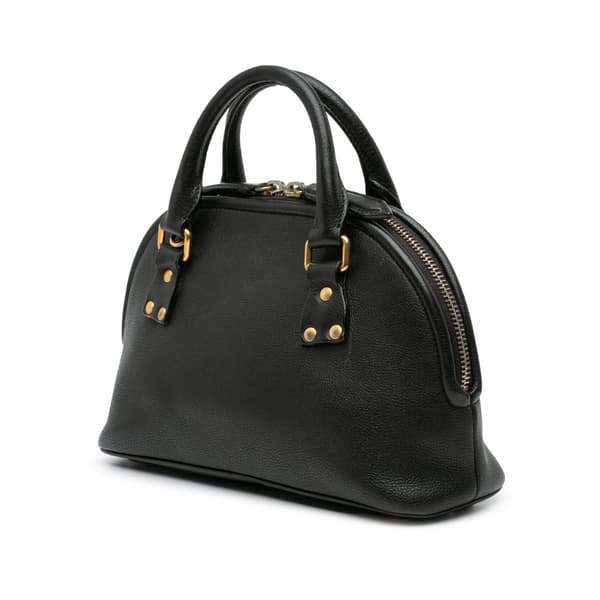 Pre-owned Burberry Small Grained Calfskin Bloomsbury Top Handle Black