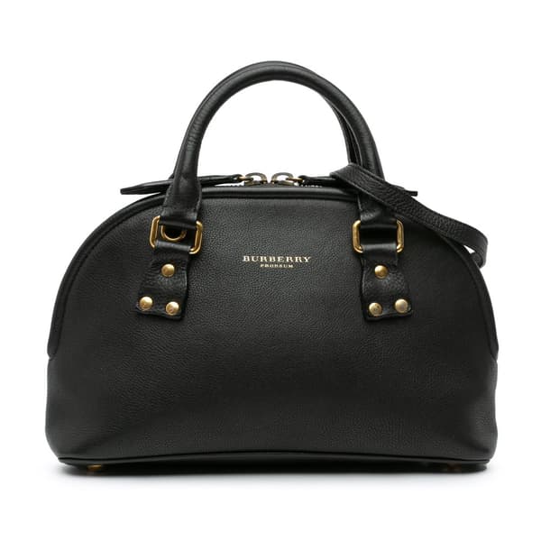 Pre-owned Burberry Small Grained Calfskin Bloomsbury Top Handle Black
