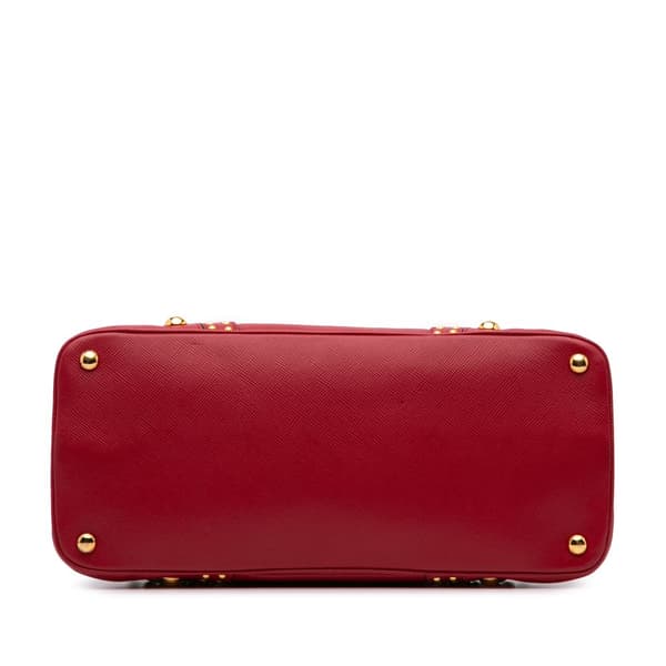 Pre-owned Prada Studded Saffiano Cuir Promenade Satchel Red