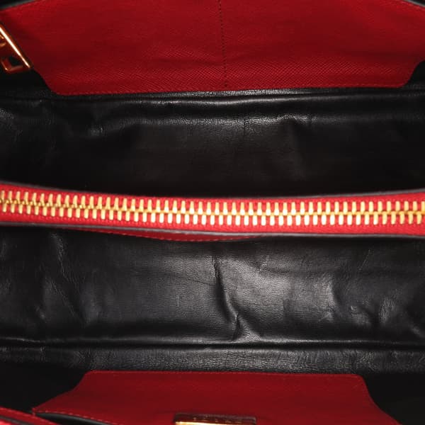 Pre-owned Prada Studded Saffiano Cuir Promenade Satchel Red