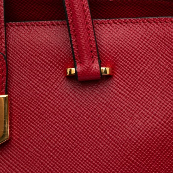 Pre-owned Prada Studded Saffiano Cuir Promenade Satchel Red