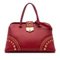 Miniatyrbillede 1 af 10: Pre-owned Prada Studded Saffiano Cuir Promenade Satchel Red