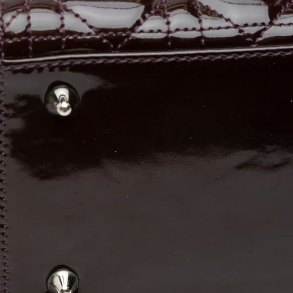 Pre-owned Dior Medium Patent Cannage Lady Dior Purple