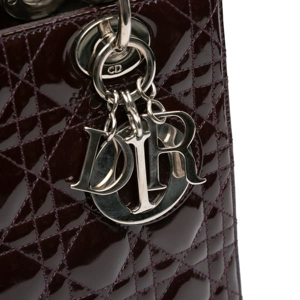 Pre-owned Dior Medium Patent Cannage Lady Dior Purple