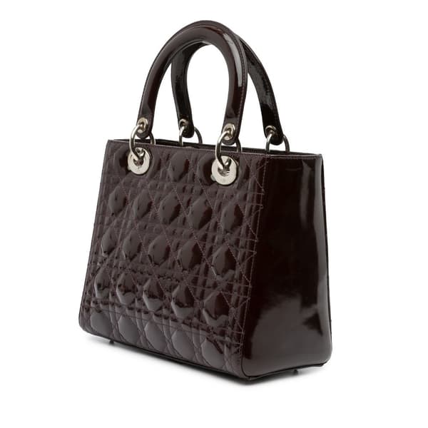 Pre-owned Dior Medium Patent Cannage Lady Dior Purple