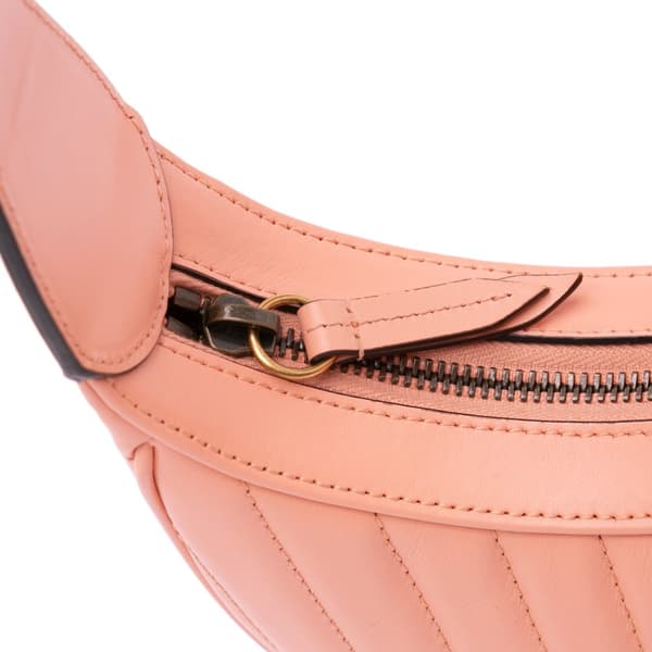 Pre-owned Gucci Mini Matelasse Leather GG Marmont Half Moon Hobo Pink
