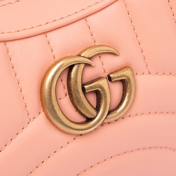 Pre-owned Gucci Mini Matelasse Leather GG Marmont Half Moon Hobo Pink