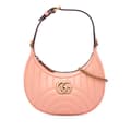 Miniatyrbild 1 av 10: Pre-owned Gucci Mini Matelasse Leather GG Marmont Half Moon Hobo Pink