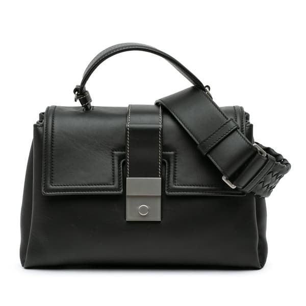 Pre-owned Bottega Veneta Small Nappa Piazza Top Handle Black