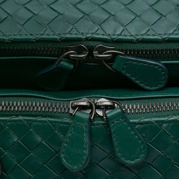 Pre-owned Bottega Veneta Large Nappa Intrecciato Leggero Satchel Green
