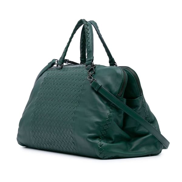 Pre-owned Bottega Veneta Large Nappa Intrecciato Leggero Satchel Green