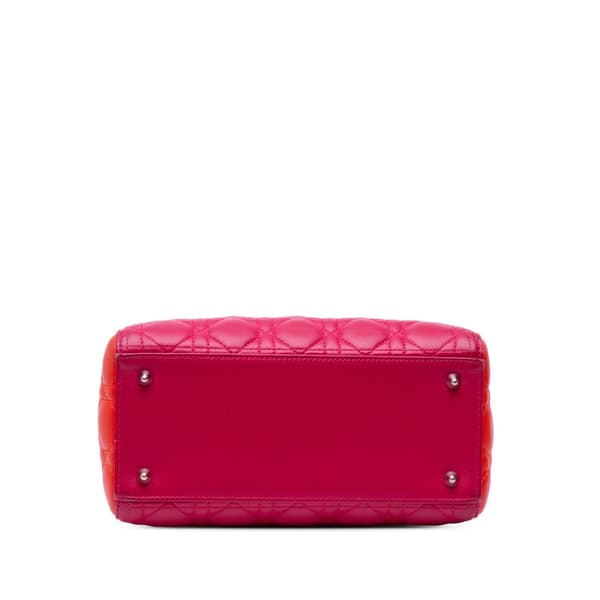 Pre-owned Dior Medium Tricolor Lambskin Cannage Lady Dior Pink