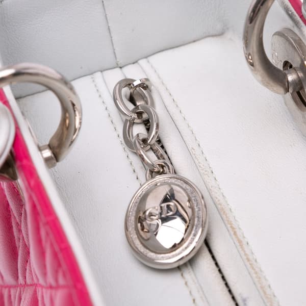 Pre-owned Dior Medium Tricolor Lambskin Cannage Lady Dior Pink