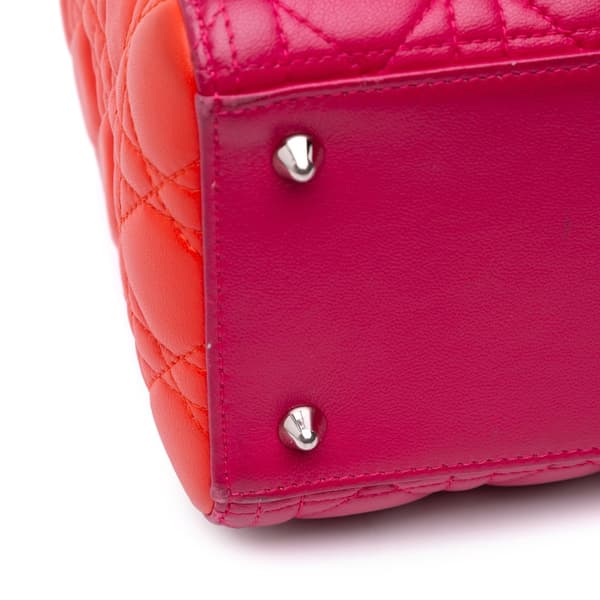 Pre-owned Dior Medium Tricolor Lambskin Cannage Lady Dior Pink