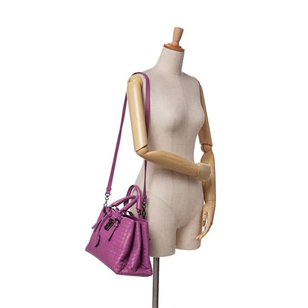 Pre-owned Bottega Veneta Medium Nappa Intrecciato Roma Satchel Purple
