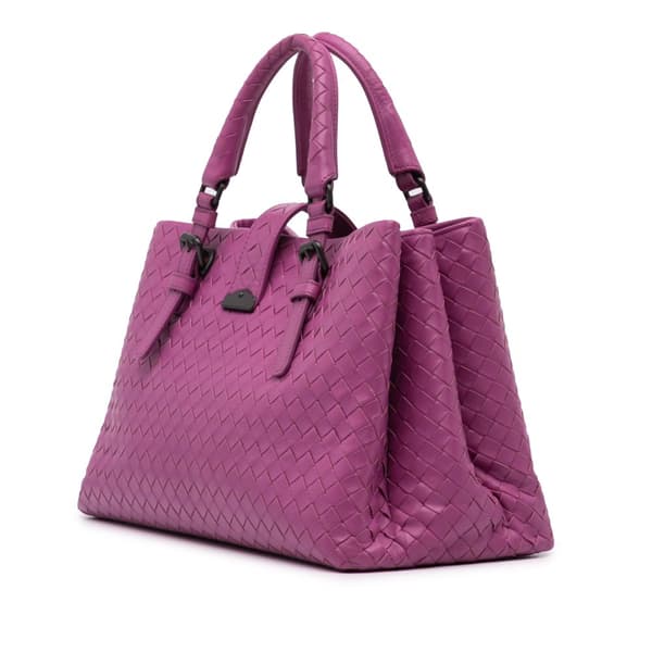 Pre-owned Bottega Veneta Medium Nappa Intrecciato Roma Satchel Purple