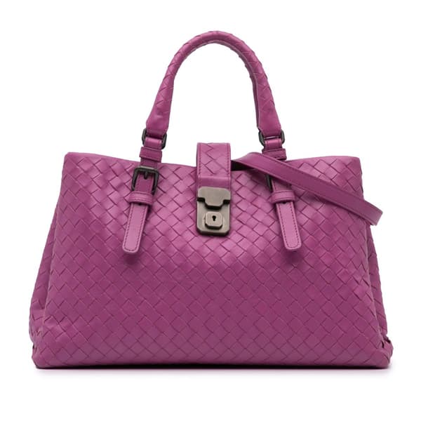 Pre-owned Bottega Veneta Medium Nappa Intrecciato Roma Satchel Purple