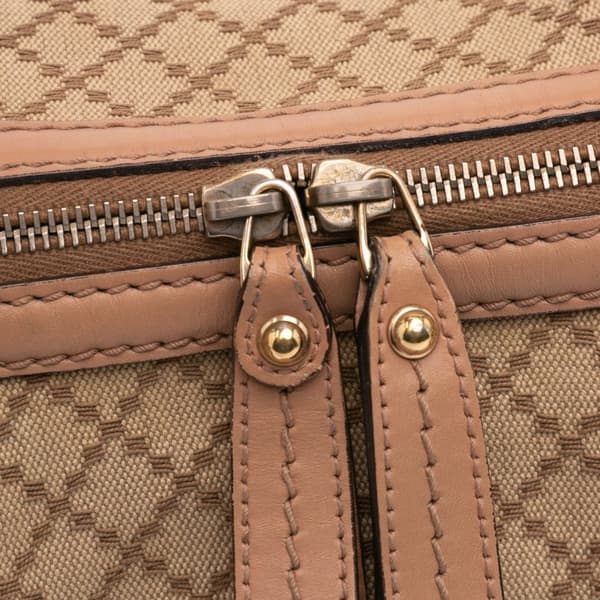 Pre-owned Gucci Diamante Canvas Sukey Satchel Brown