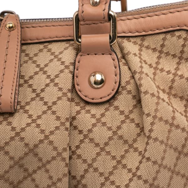 Pre-owned Gucci Diamante Canvas Sukey Satchel Brown