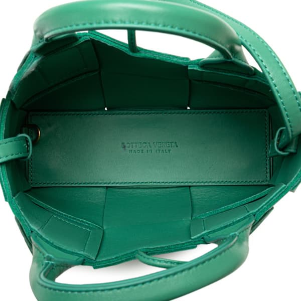 Pre-owned Bottega Veneta Candy Lambskin Intreccio Arco Tote Green
