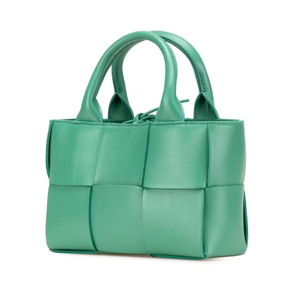 Pre-owned Bottega Veneta Candy Lambskin Intreccio Arco Tote Green