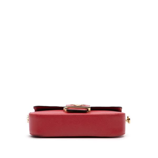 Pre-owned Prada Saffiano Lux Embleme Satchel Red