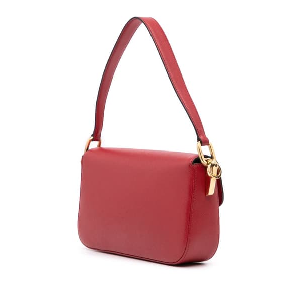 Pre-owned Prada Saffiano Lux Embleme Satchel Red