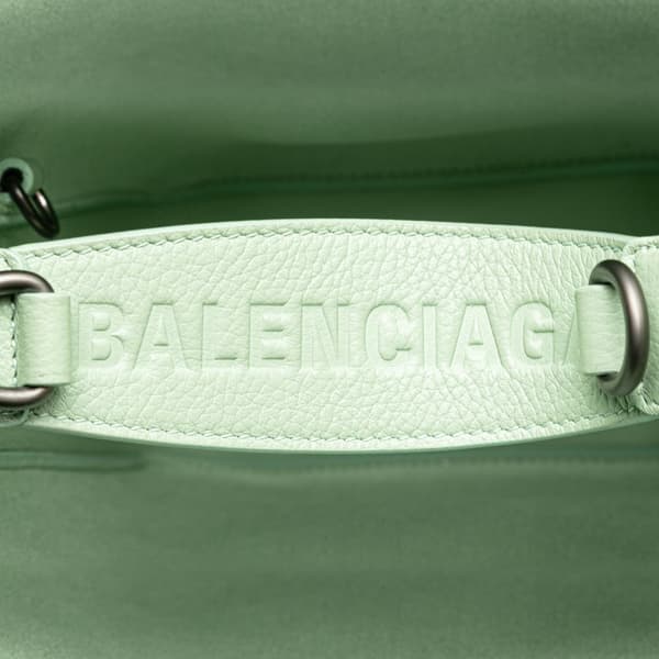 Pre-owned Balenciaga Pebbled Calfskin Tool 2.0 North South XS Tote Green
