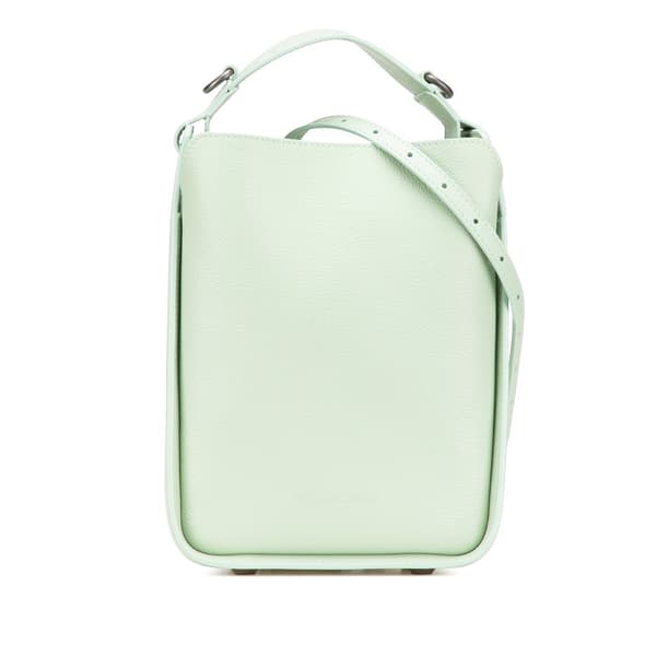 Pre-owned Balenciaga Pebbled Calfskin Tool 2.0 North South XS Tote Green