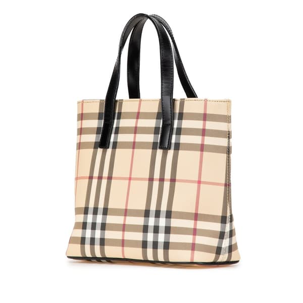 Pre-owned Burberry House Check Canvas Handbag Brown